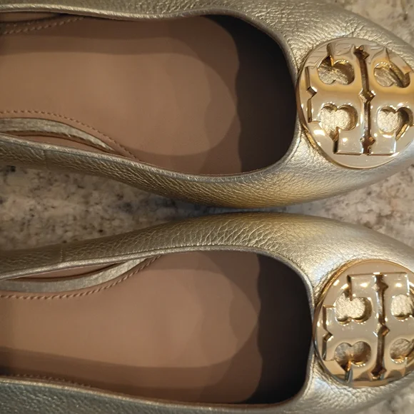 Tory Burch Metallic Gold Flat 11 These Are Perfection! Never Worn! MSRP$350 - Picture 2 of 14